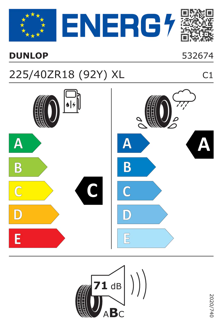 225/40R18 DUNLOP SPORT MAXX RT2 92Y XL - Image 2