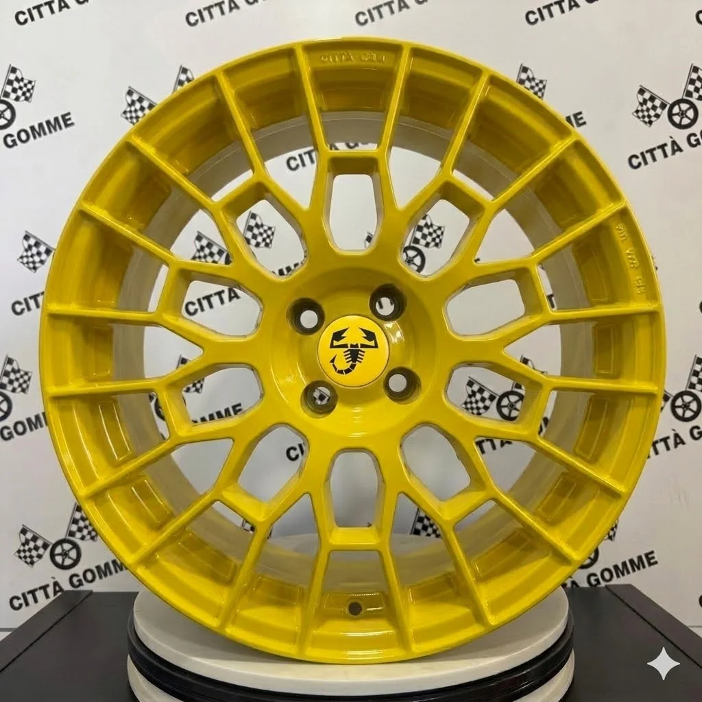 Set da 4 Cerchi in lega APX per ABARTH 500 500E (LOGO GIALLO) - Image 10